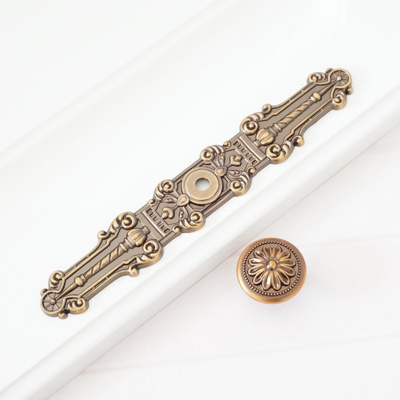 Unique Antique Gold Brass Dresser Knobs Handle Drawer Knobs Etsy