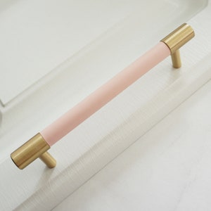 3.78'' 5'' 8.8 Pink Leather Cabinet Door Handles Colorful Dresser Knobs Solid Brass Drawer Pulls and Knobs Kitchen Cupboard Handle image 5