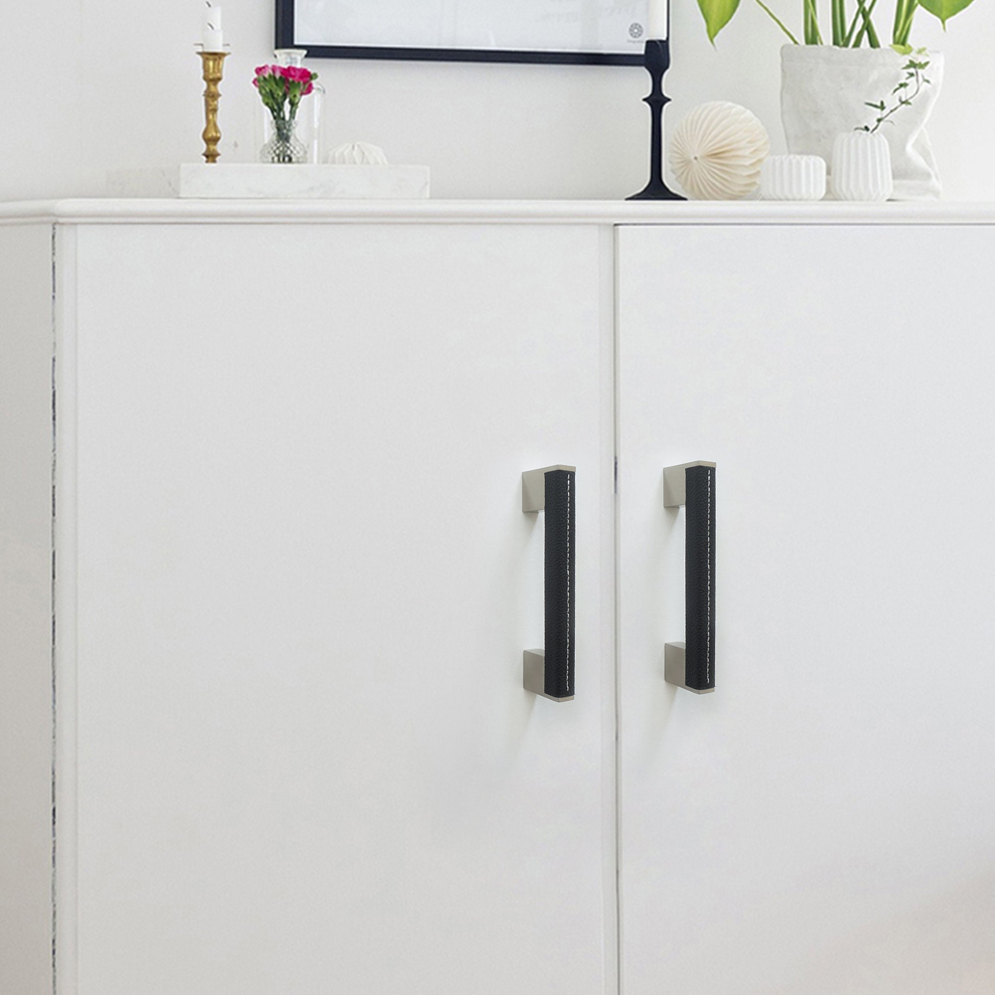 3.78 5 6.3 7.55 Black Leather Dresser Etsy