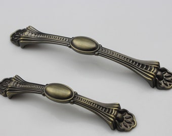 3.75" 5" French Style Shabby Chic Dresser Pulls Handles / Antique Bronze  Kitchen Cabinet Pull Handle Furniture Hardware 96 128MM