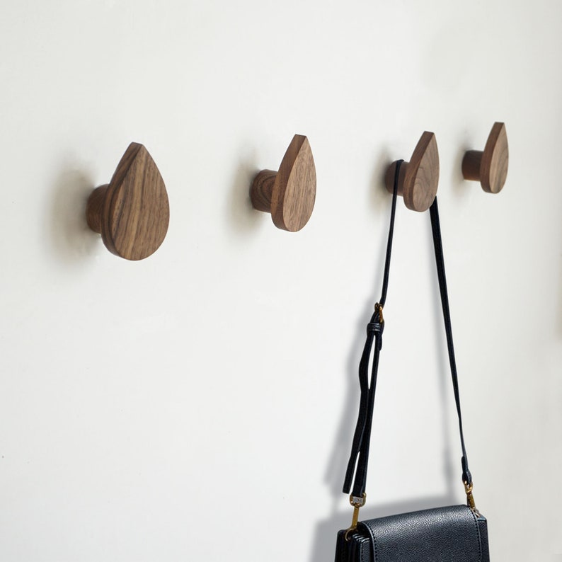 Creative Walnut Hooks /solid Wood Wall Hooks / Decorative Etsy
