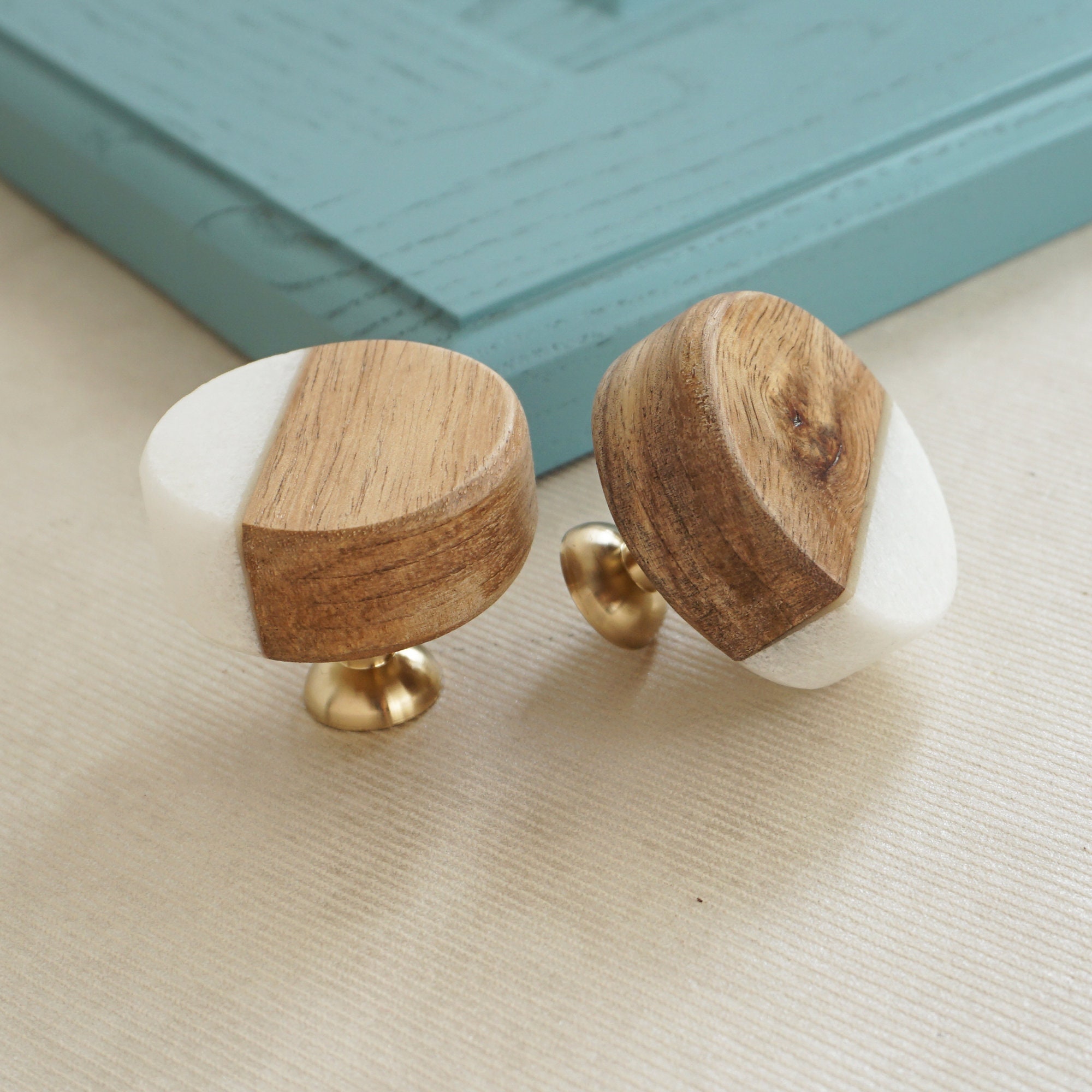 Modern Wood Marble Knobs drawer Pulls Knobs Drawer Etsy