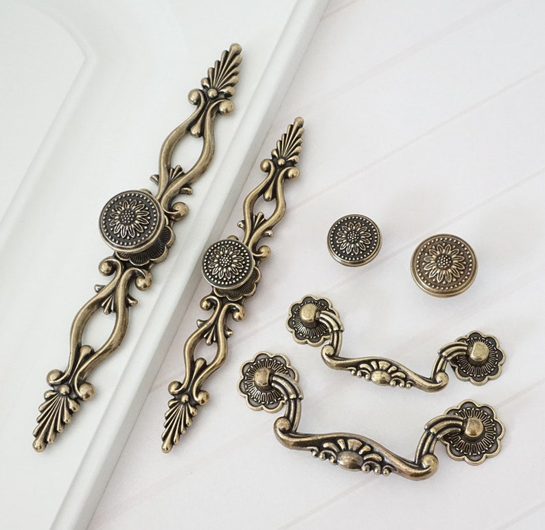 3 3.75 5 6.3 Vintage Dresser Knobs Handle Drawer Knobs Pulls Handle Antique Bronze Door Pull Cabinet Handles Knob 76 96 128 160 mm image 1