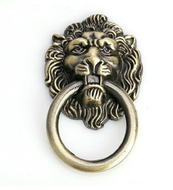 Lion Drawer Pull Knobs Handles Dresser Drop Pulls Rings Etsy