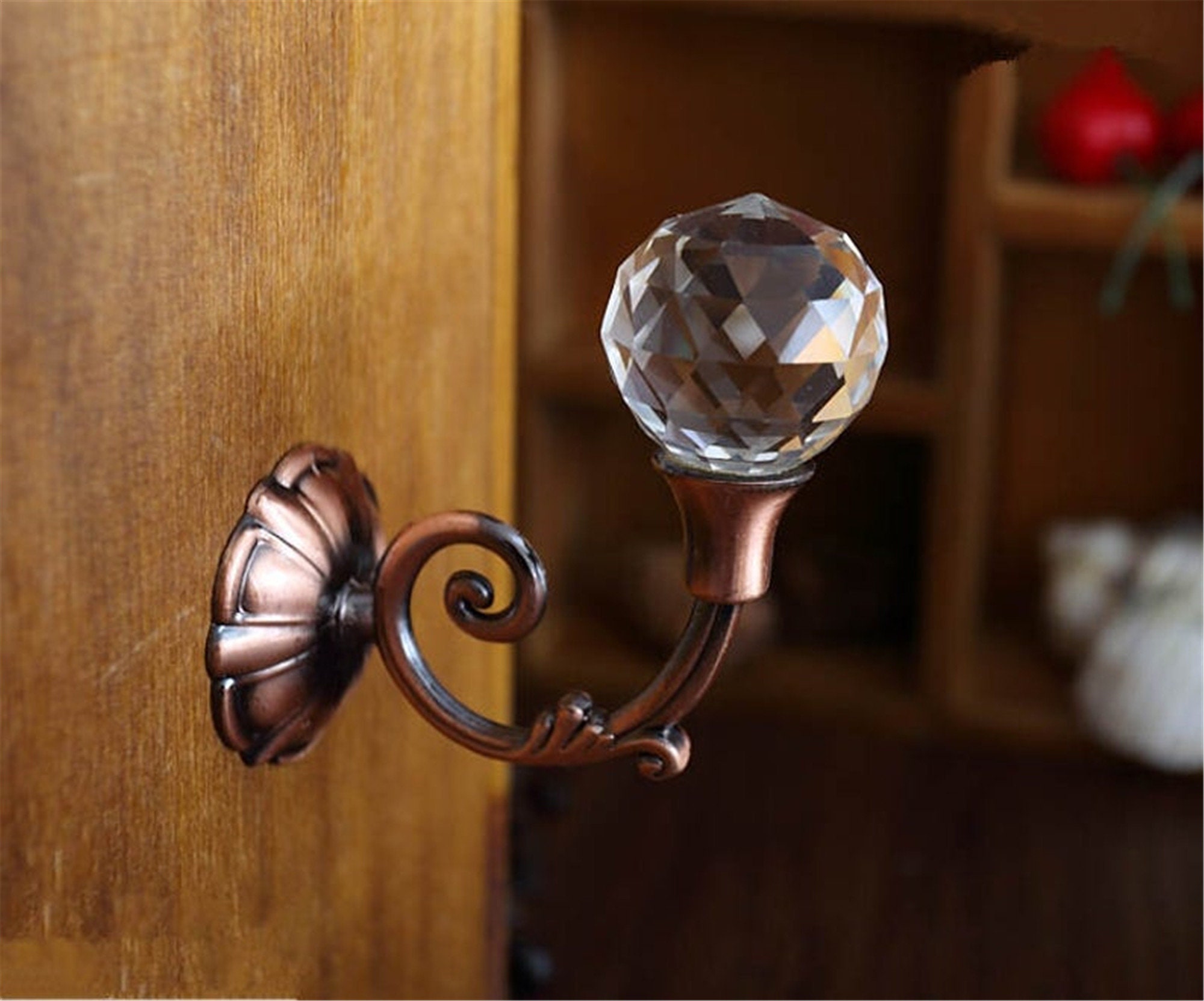 Rhinestone Glass Wall Hooks Decorative Hooks Clear Rhinestone Etsy