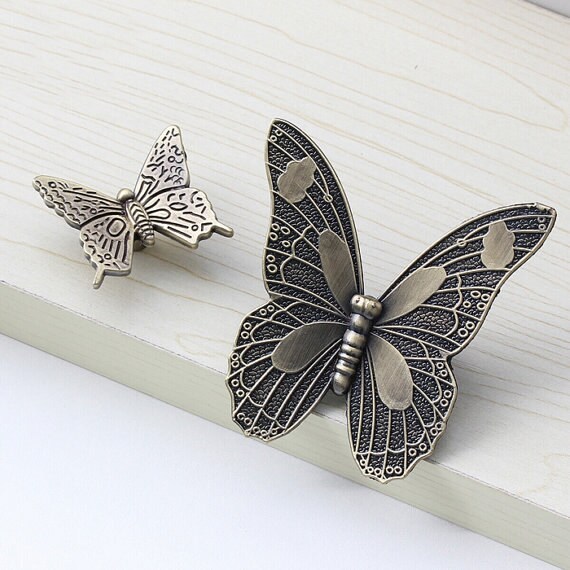 Butterfly Dresser Knob Drawer Pull Knob Bronze Kitchen Etsy