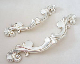 3.78" 5" French Style Shabby Chic Dresser Drawer Pulls Handles / Silver Kitchen Cabinet Pull Handle Knobs Furniture Hardware 128MM