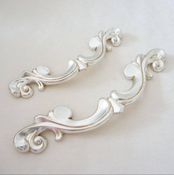 5 French Style Shabby Chic Dresser Drawer Pulls Handles Silver Kitchen Cabinet Pull Handle Knobs Furniture Hardware 128mm