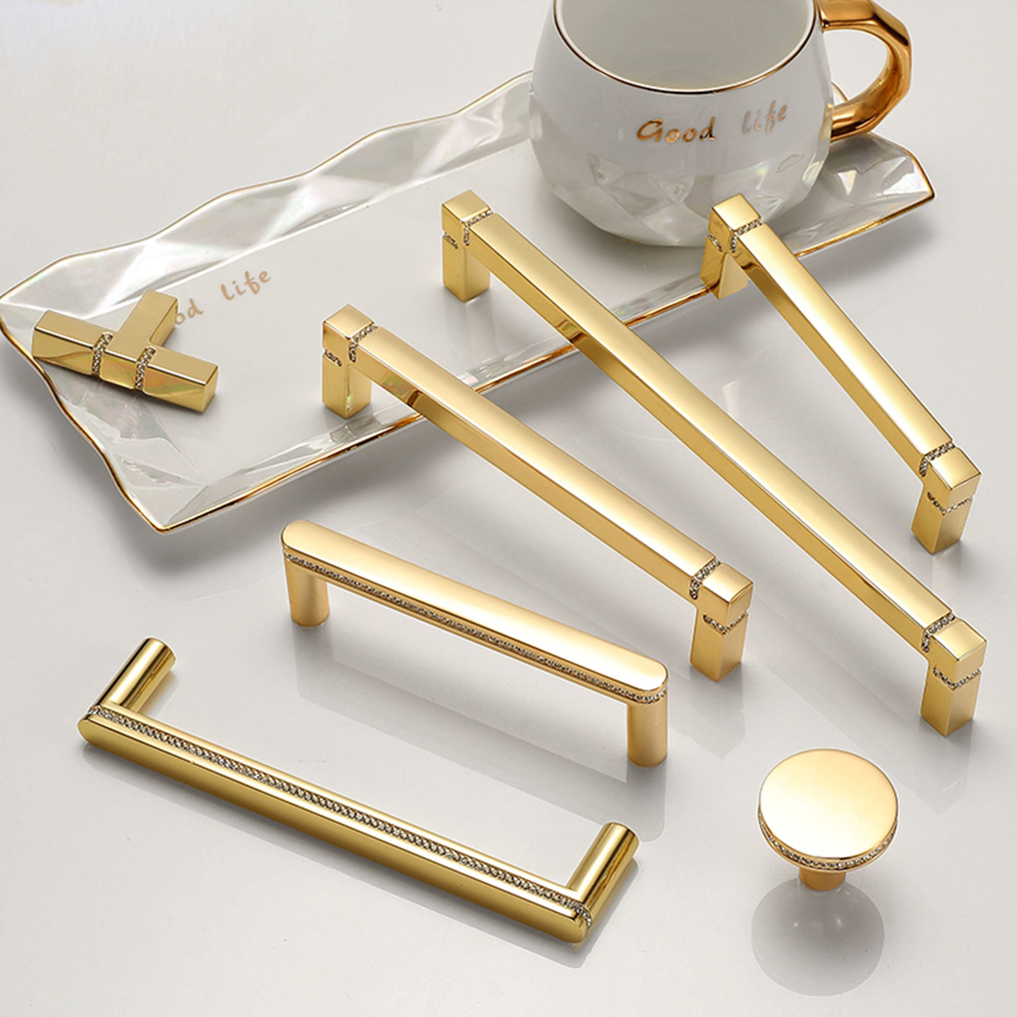 3.78 5 7.55 Gold Crystal Handles Etsy