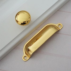3.75'' Shiny Cup Bin Drawer Pull Knobs Dresser Knobs Handles Shell Cup Gold Handles Kitchen Cabinet Handles Knobs Cupboard Pull Knob 96mm