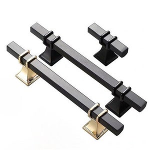 3.78 5 7.55 12.6 American Drawer Pulls Simple Black Gold Kitchen Handle Wardrobe Pull Handle Drawer Pull Handle Cabinet Pull Handle image 2