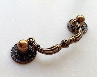 2.5" 3.78" French Bail Dresser Drawer Pulls Handles / Antique Brass Drop Kitchen Cabinet Pull Handle Knobs Furniture Hardware