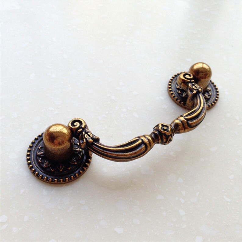 French Bail Dresser Drawer Pulls Handles / Antique Brass Drop Etsy