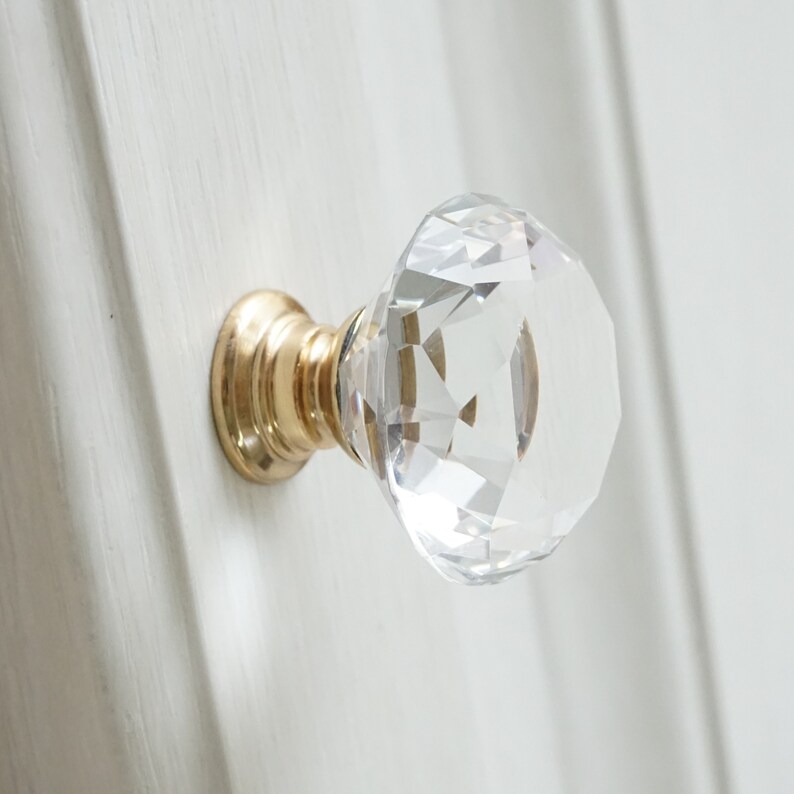 Gold Clear Glass Knobs Crystal Knob Handles Silver Dresser Etsy