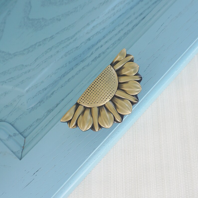 Sunflower Drawer Knobs Pulls Handles Antique Bronze Unique Etsy