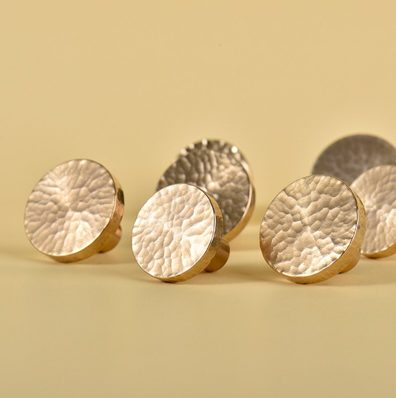 Hammered Drawer Pulls Knobs Solid Brass Door Knobs Etsy