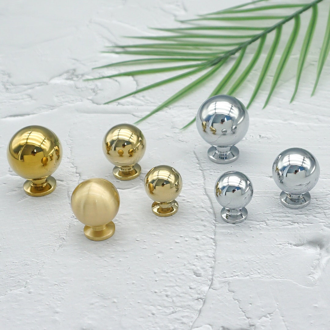 Exquisite Knobs Polished Gold Pulls Solid Brass Mini Ball Knobs