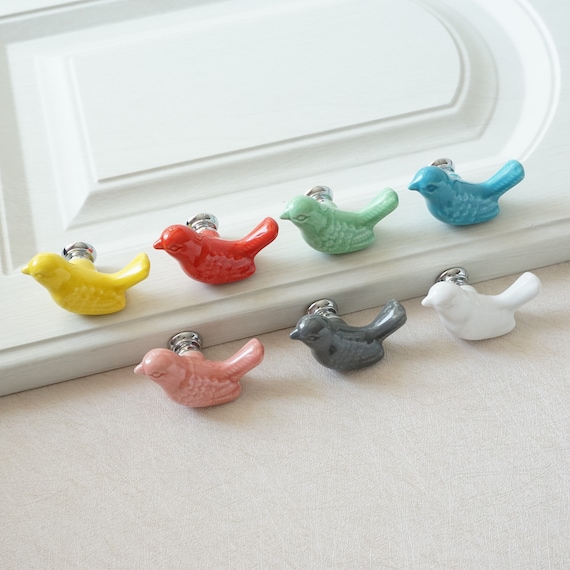 Cute Birds Ceramic Knobs Dresser Knob Drawer Pulls Handles Etsy