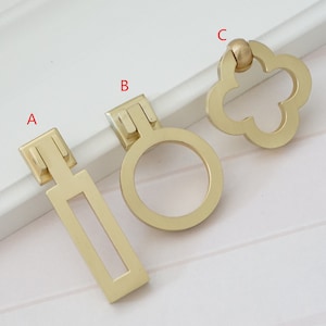 Drop Ring Pulls Handle Brushed Brass Dresser Knobs Rings Drawer Handles Pull Cabinet Door Knob  Kitchen Cupboard Door Pull