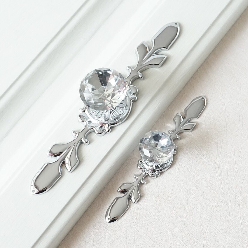 Silver Chrome Clear Drawer Knobs Handles Glass Dresser Knob Etsy