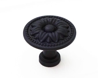 Shabby Chic Knobs Cabinet Dresser Knob Pull Drawer Handles Black Kitchen Door Knobs Handle Furniture Ornate Decorative Hardware