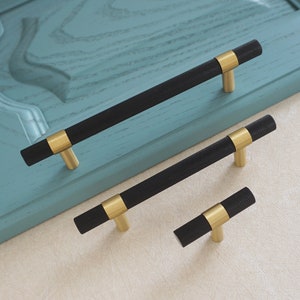 3.75'' 5'' Black Brass Cabinet Handles Knobs T Bar Pulls  Drawer Pulls and knobs Handles Dresser Pulls Knob Kitchen handles Closet Handles