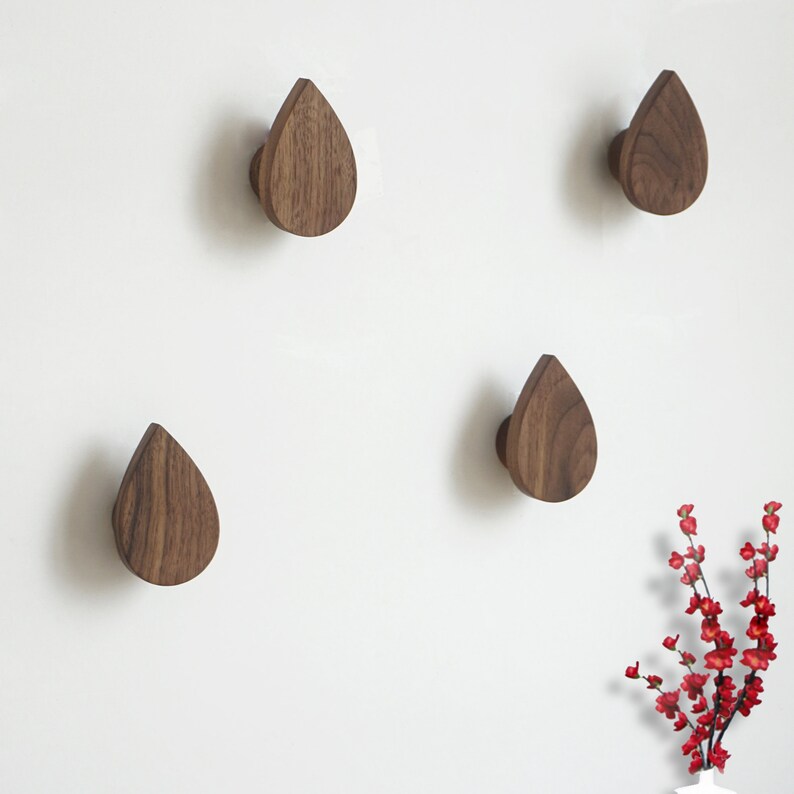 Creative Walnut Hooks /solid Wood Wall Hooks / Decorative Etsy