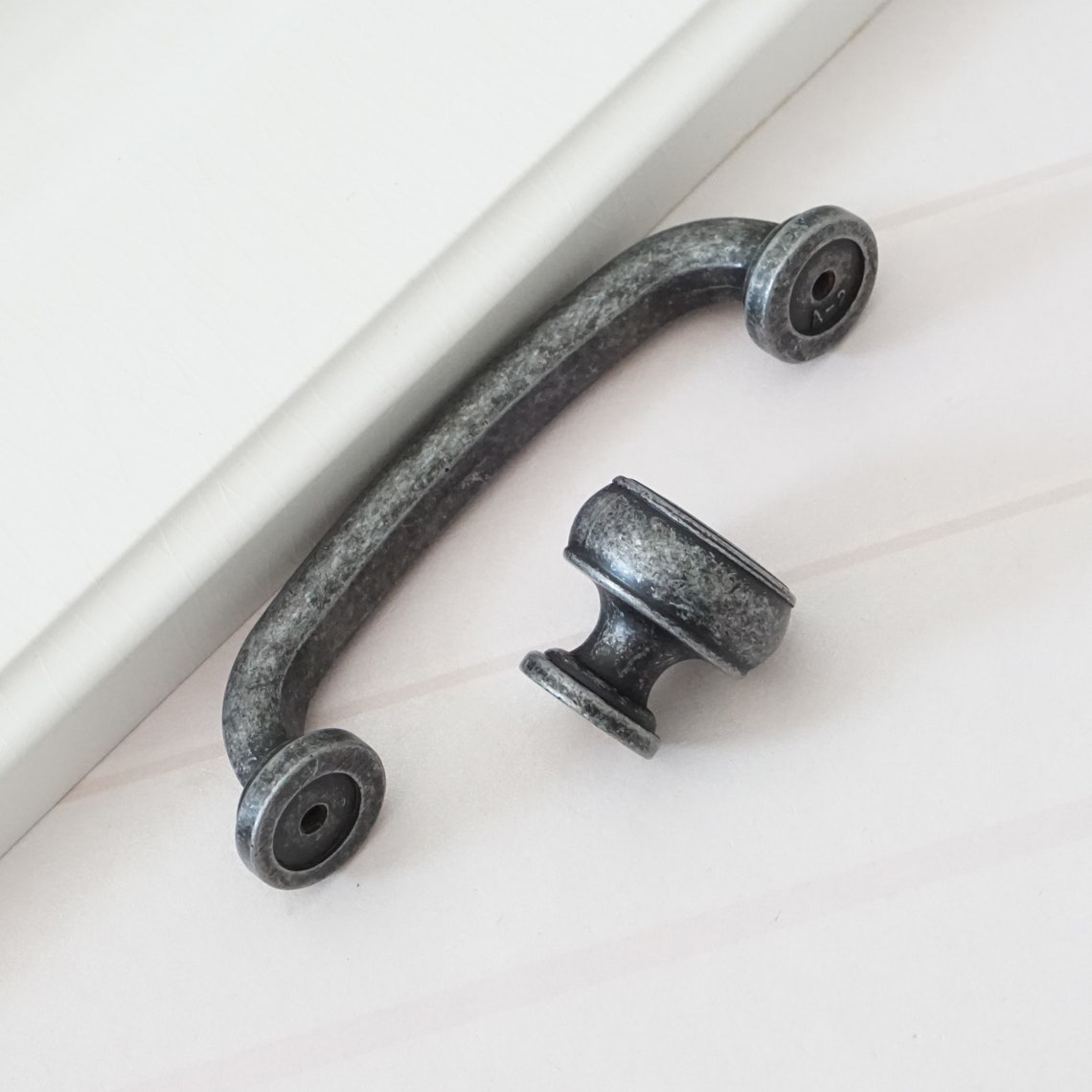 3.75 5 Antique Silver Black Door Handle Pull Knob Etsy