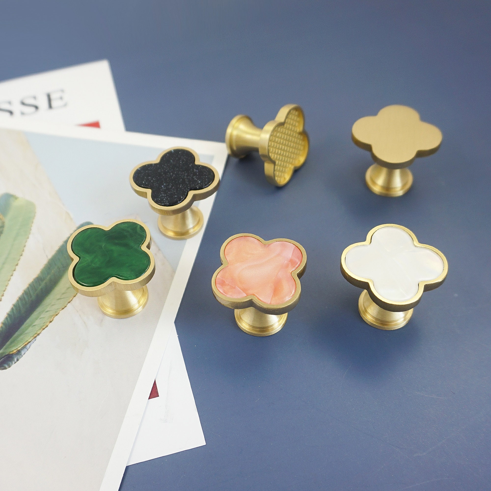 Clover Dresser Knob Pulls Kitchen Knobs Brass Knobs Wardrobe Etsy