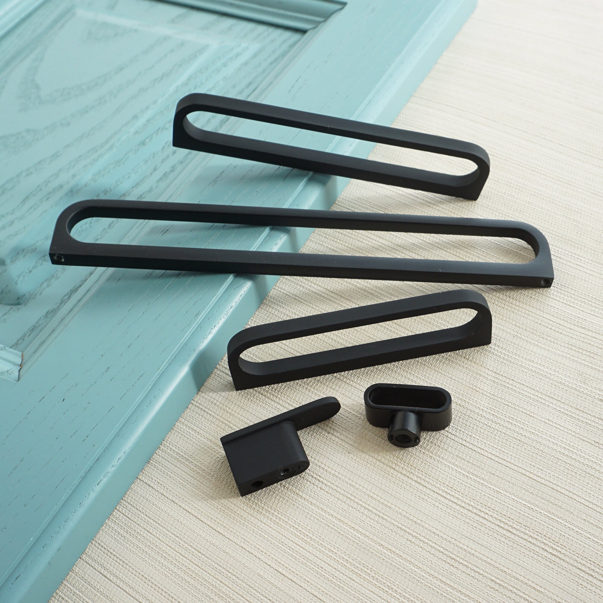 3.65'' 7.55 12.6 Schwarze Schrankgriffe | Etsy