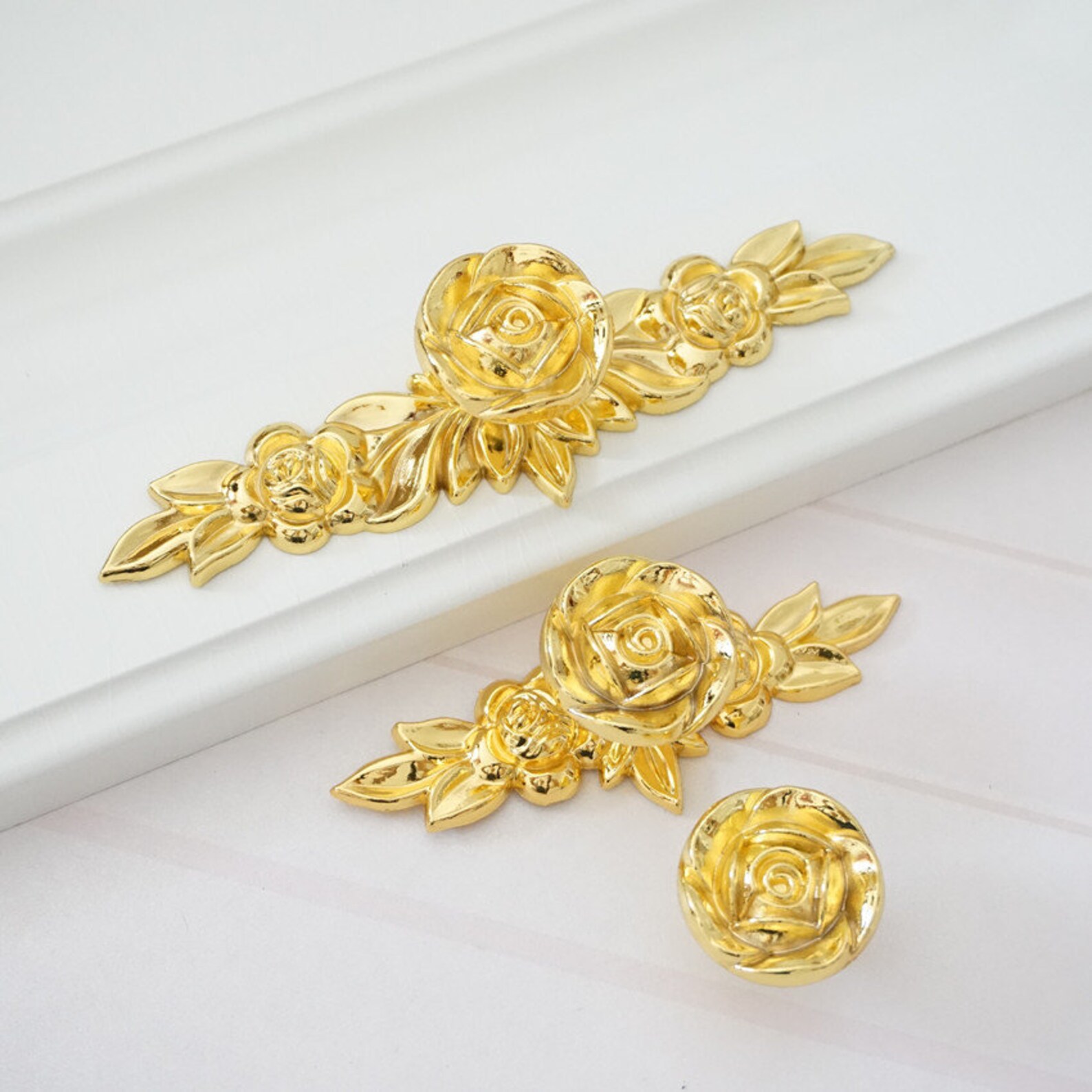 Oro rosa perillas flor Dresser perilla tira de cajón manijas | Etsy