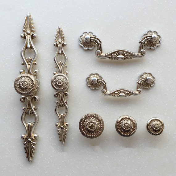 French Shabby Chic Dresser Drawer Pulls Handles Antique French Shabby Chic Dresser Drawer Pulls, Antique Silver Kitchen Cabinet Pulls