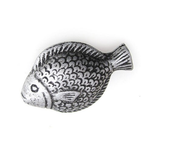 Antique Silver Fish Knob Dresser Knobs Handles Kitchen Antique Silver Fish Knob Dresser Knobs, Fish Cabinet Knobs