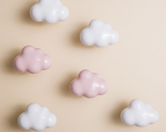 Pink White gray Cloud Knobs Ceramic  Knobs Dresser Pulls Drawer Knobs Handles Kitchen Cabinet Knob Children Knobs Hardware