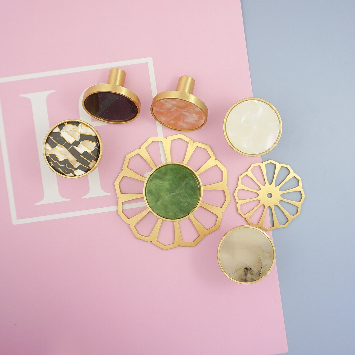 Creative Brass Knobs Wardrobe Door Knobs Backplate Etsy