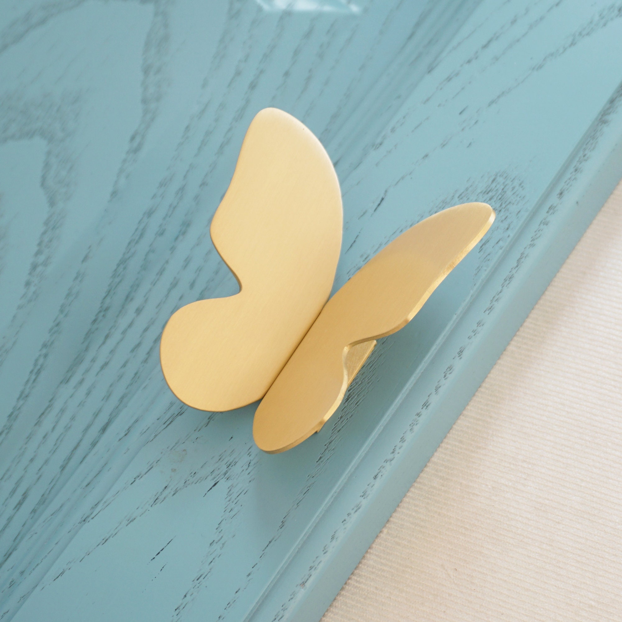 One Pair Solid Brass Butterfly Drawer Knobs Pulls Etsy