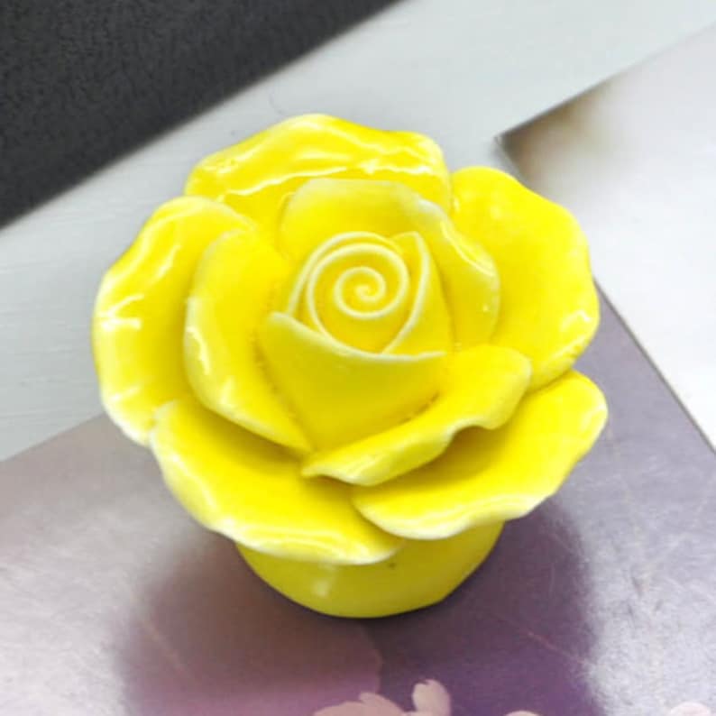 Knobs Rose Flower Shabby Chic Dresser Knobs Ceramic Drawer Knobs Pulls Handles Unique Cabinet Knobs Pull Handle Hardware Dark Purple