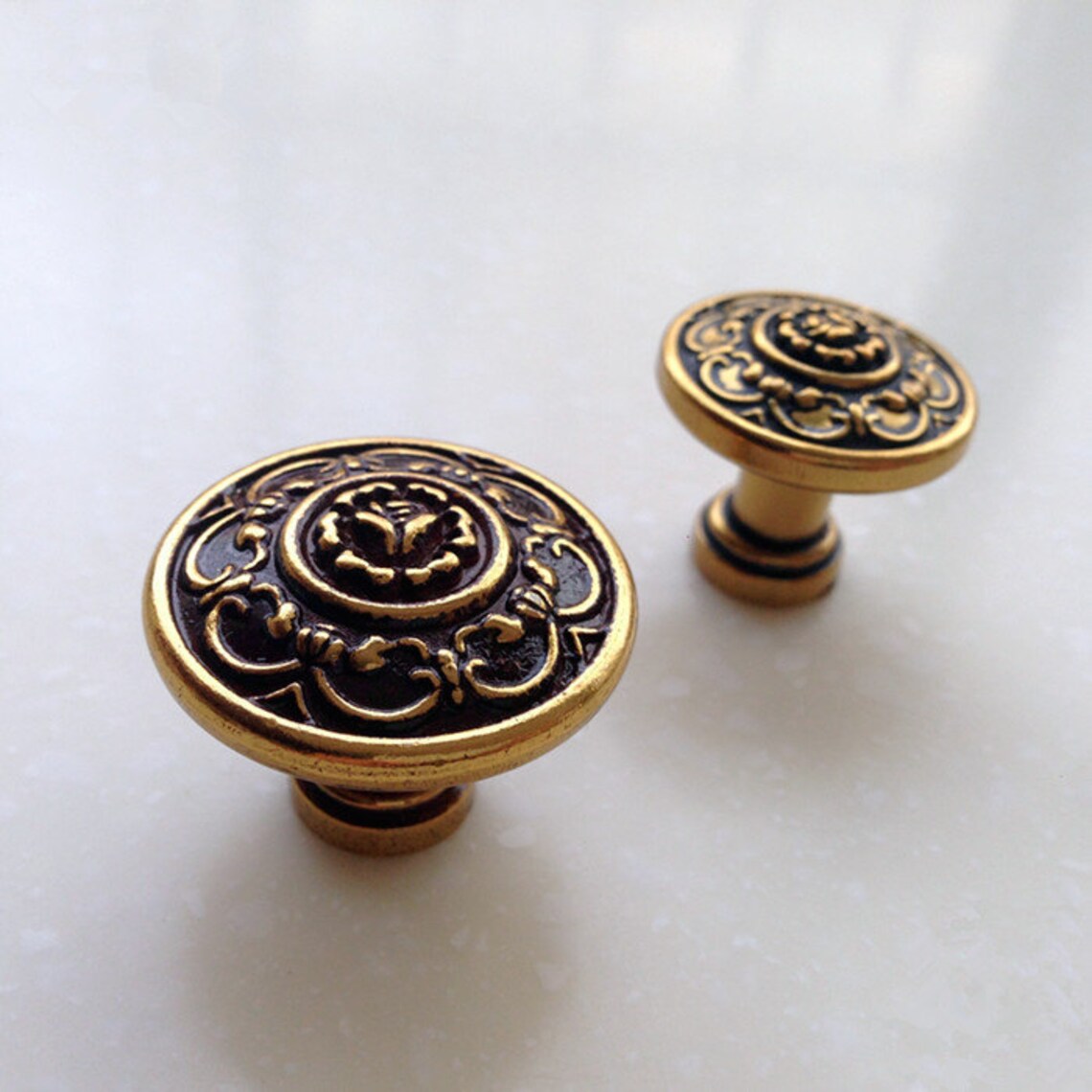 Retro Chic Knob Dresser Knobs / Antique Brass Kitchen Etsy
