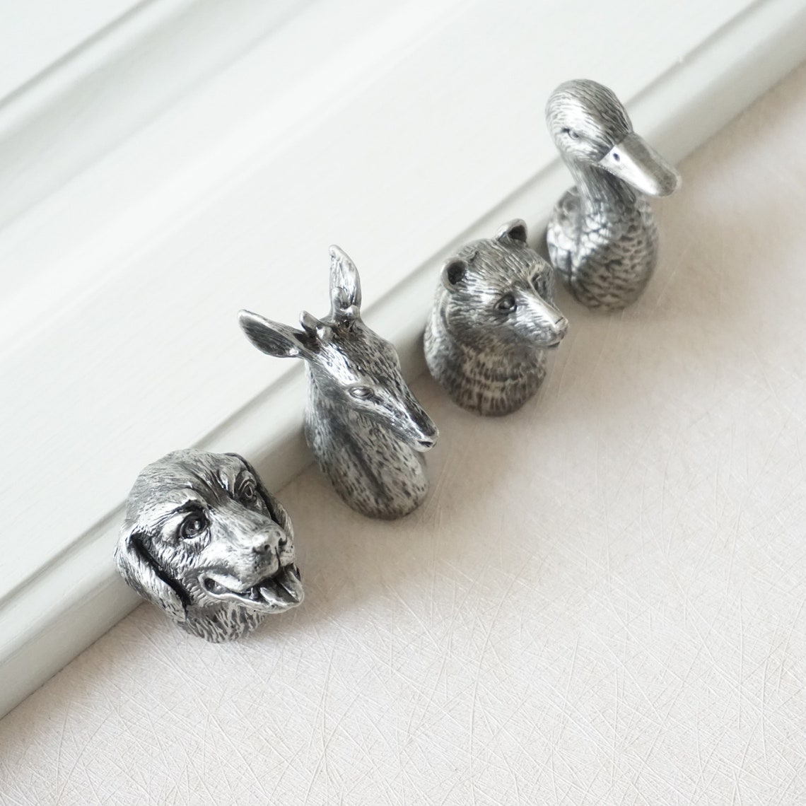 Antique Silver Drawer Knobs Animal Knobs Dresser Etsy