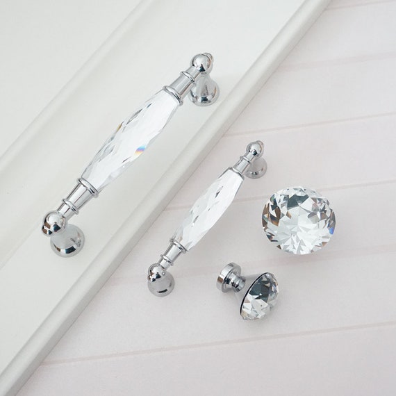 3 75 5 Crystal Handles Knob Drawer Pull Knob Glass Etsy