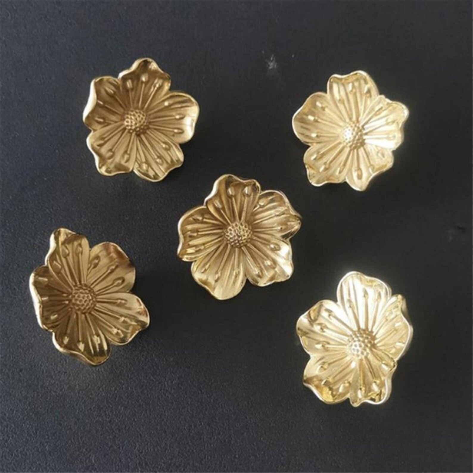 Brass Flower Kichen Door Knob Pull Pulls Decor Dresser Etsy