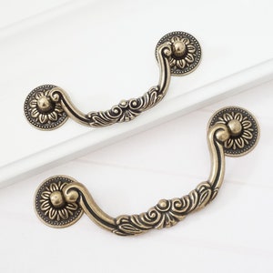 3.75" 5" Vintage Dresser Drop Swing Drawer Knobs Pulls Handles Antique Bronze Cupboard Pulls Kitchen Cabinet Handles Door Drop Bail 96 128mm