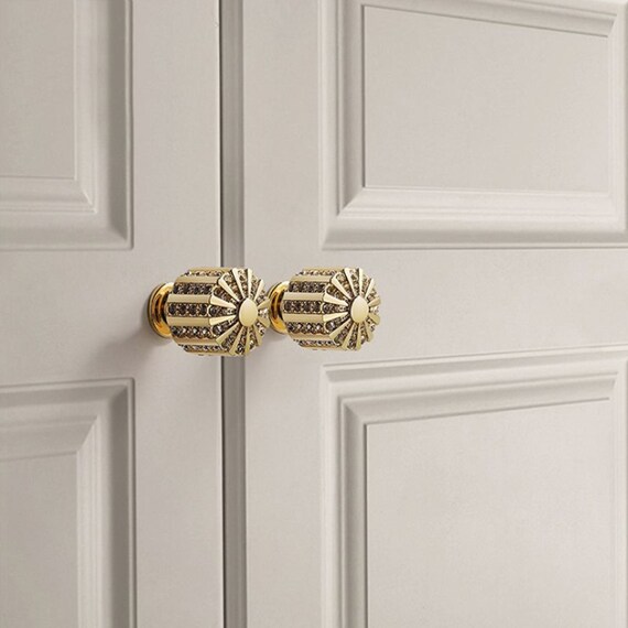Gold Crystal Knobs Kitchen Knobs Pulls Drawer Knobs Dresser Etsy