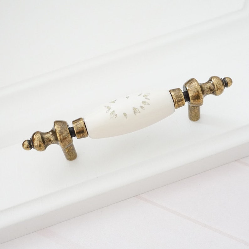 3 Chic Flower Ceramic Handles Drawer Pulls Handles Etsy