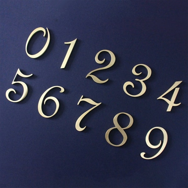 Door Numbers  Solid Brass Gold Numbers for Doors  Modern House Numbers Replacement Door Numbers Metal Address Number