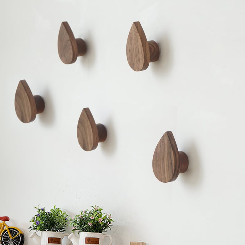 Creative Walnut Hooks /solid Wood Wall Hooks / Decorative Etsy