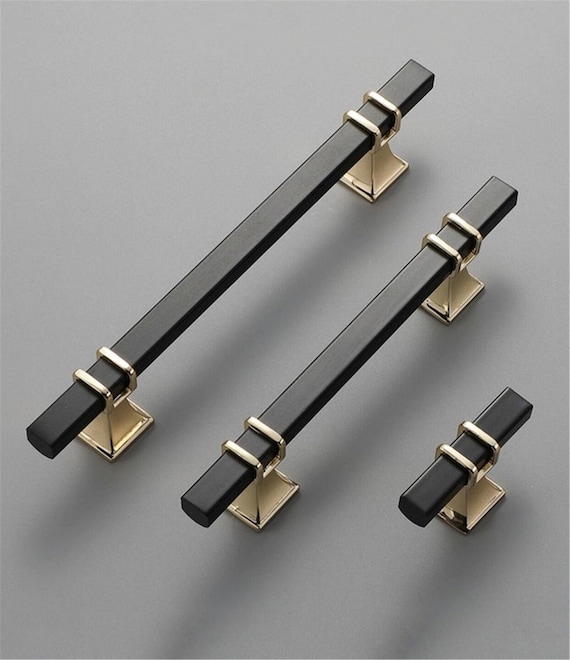 3.78 5 7.55 12.6 American Drawer Pulls Simple Black Gold Kitchen