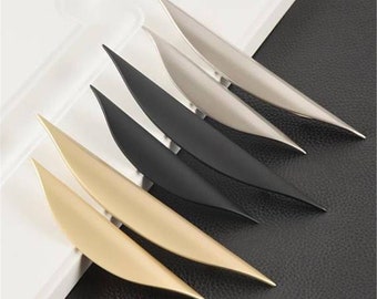 3,25 '' 2,5 '' 3,78 '' Kommode Knäufe Küchenknäufe Blatt Schubladenknauf Griffe Knauf Gebürstetes Nickel Stahl Gold Schwarz Küchenschrank Griffe Pull