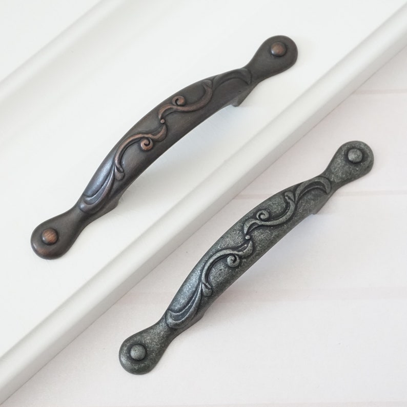3 Vintage Dresser Knobs Pulls Door Handles Pulls Knobs Drawer Knob Pull Handles Cabinet Pulls Oil Rubbed Bronze Antique Black Silver 76mm