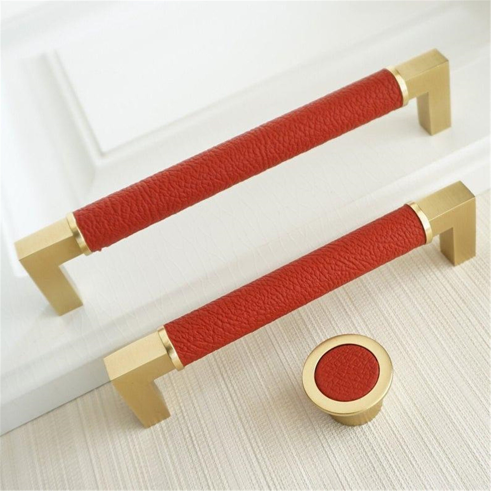 3.75'' 5'' Red Leather Handles Knobs Etsy